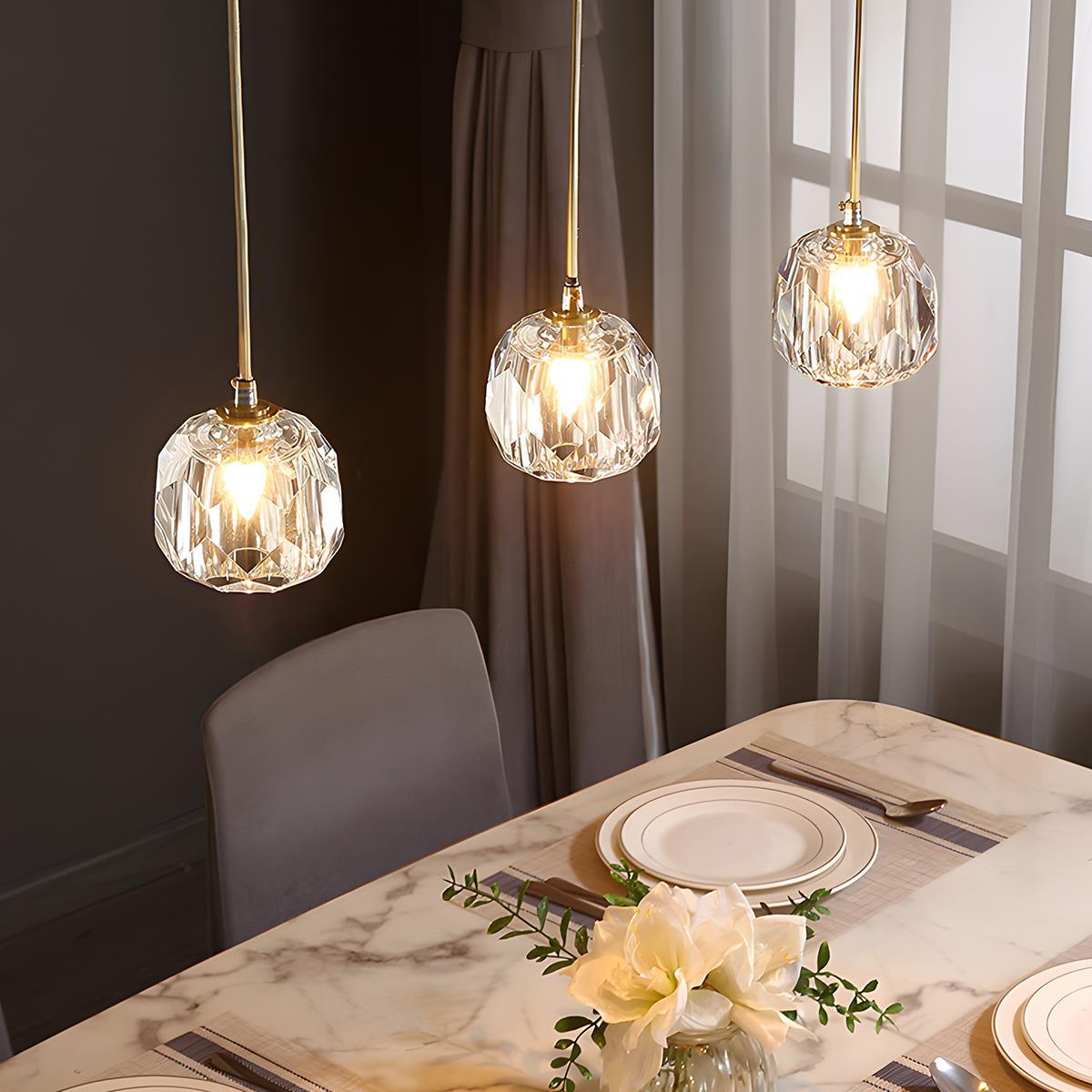 Luminaires suspendus en cristal et laiton moderne dimmables
