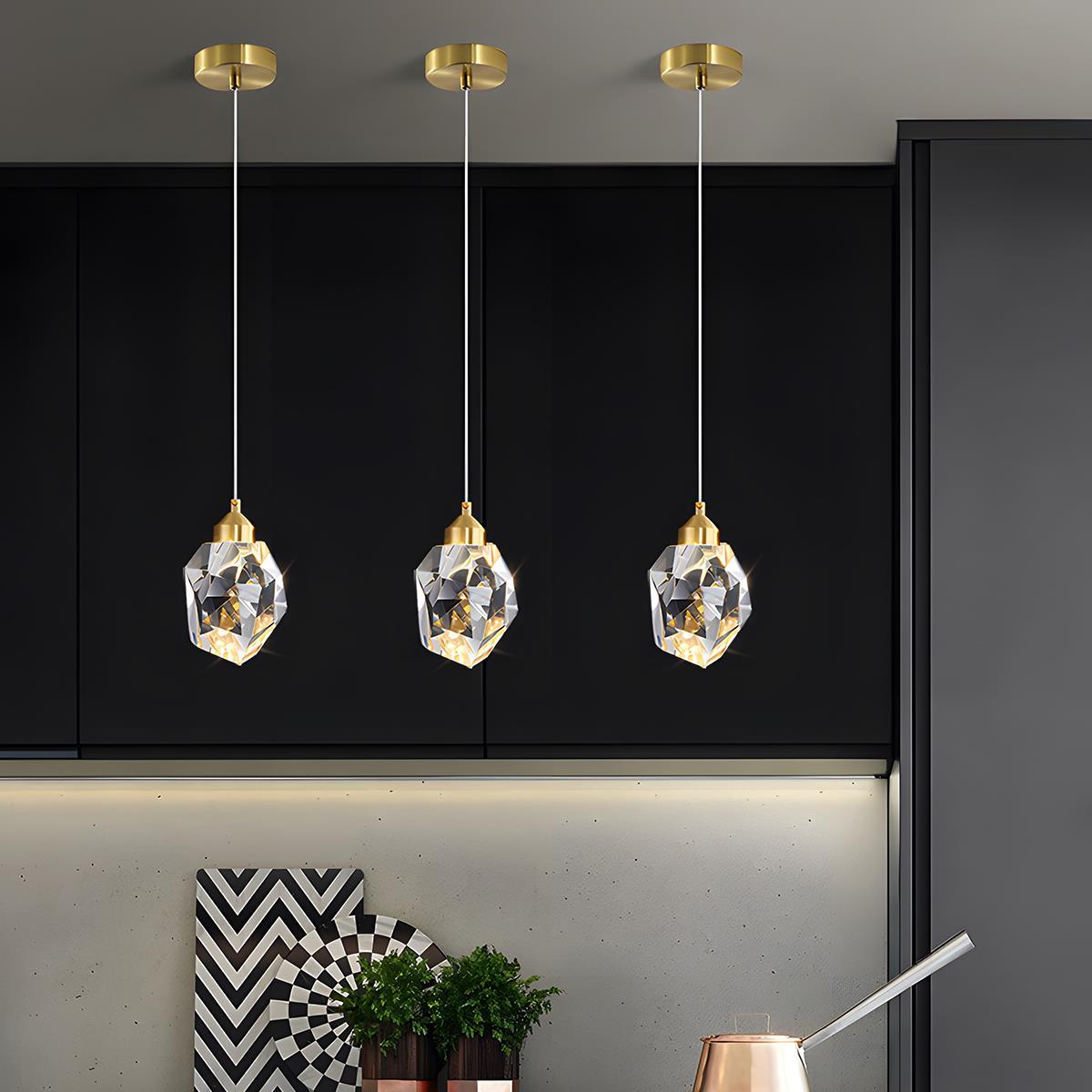 Luminaires suspendus en cristal et laiton moderne dimmables