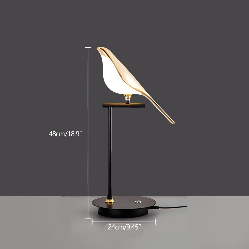 Lampe de Table LED Intérieure Oiseau Pie de Luxe Moderne