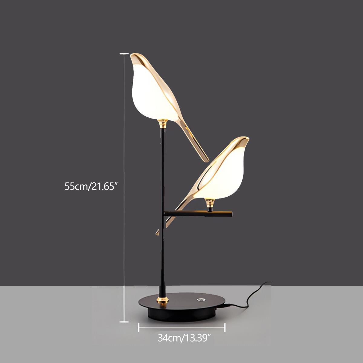Lampe de Table LED Intérieure Oiseau Pie de Luxe Moderne