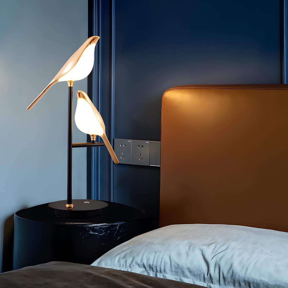 Lampe de Table LED Intérieure Oiseau Pie de Luxe Moderne