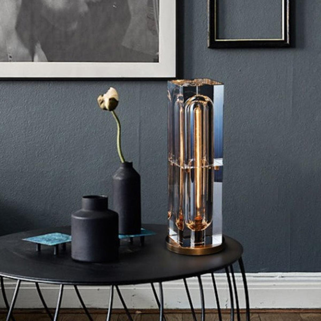Lampe de Table LED Intérieure Carrée en Cristal de Luxe Moderne