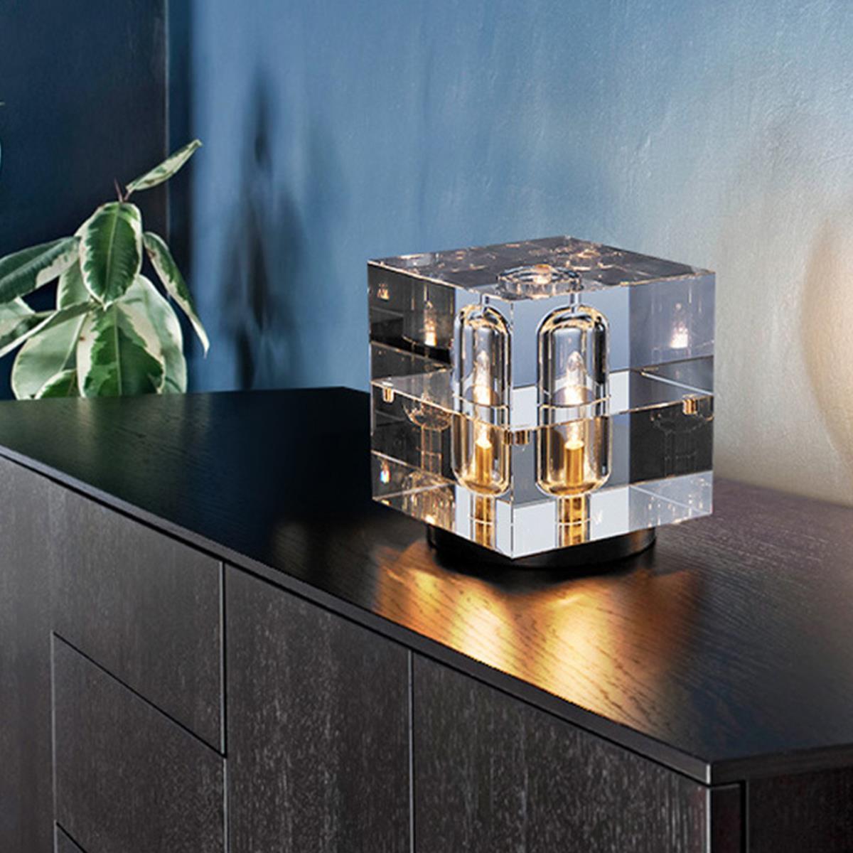 Lampe de Table LED Intérieure Carrée en Cristal de Luxe Moderne