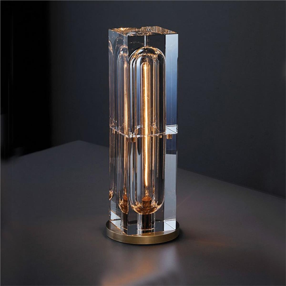 Lampe de Table LED Intérieure Carrée en Cristal de Luxe Moderne