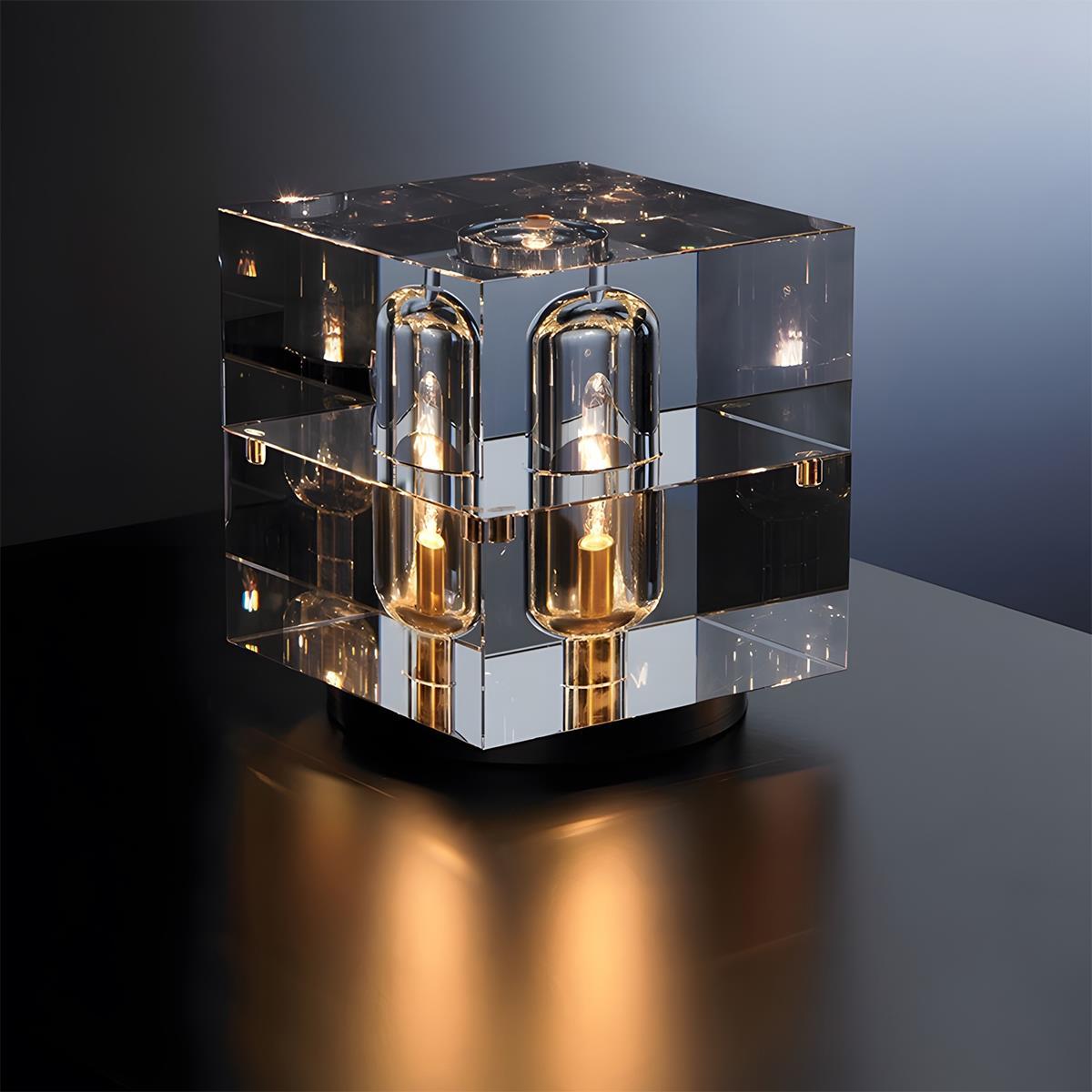 Lampe de Table LED Intérieure Carrée en Cristal de Luxe Moderne