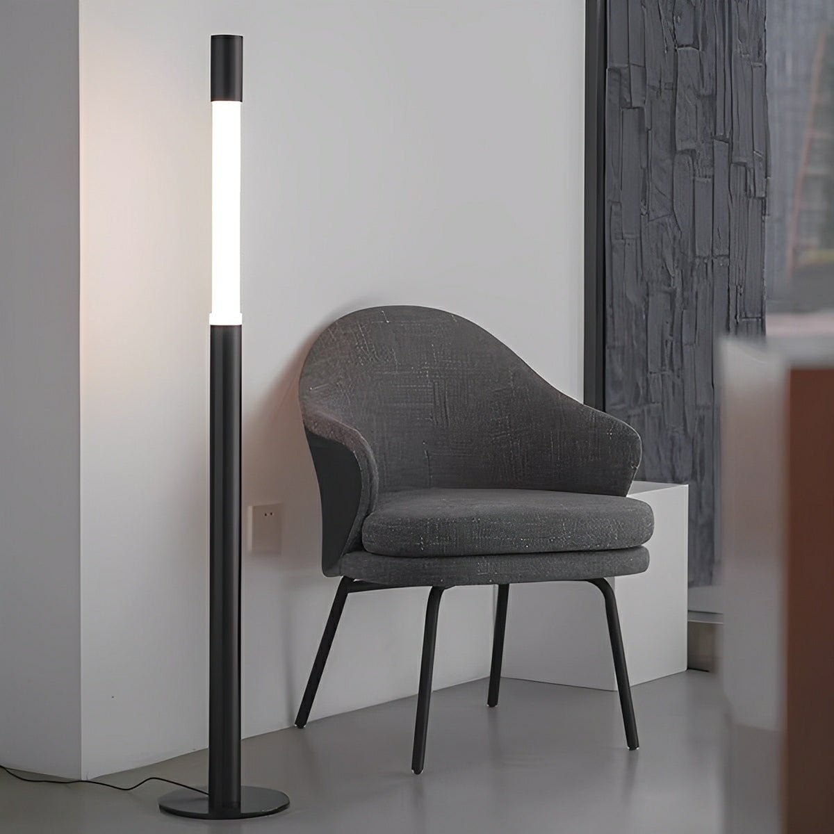 Lampe de sol LED cylindrique moderne et minimaliste avec hauteur ajustable