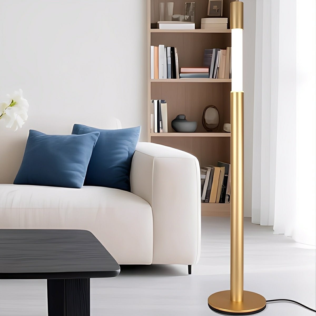 Lampe de sol LED cylindrique moderne et minimaliste avec hauteur ajustable