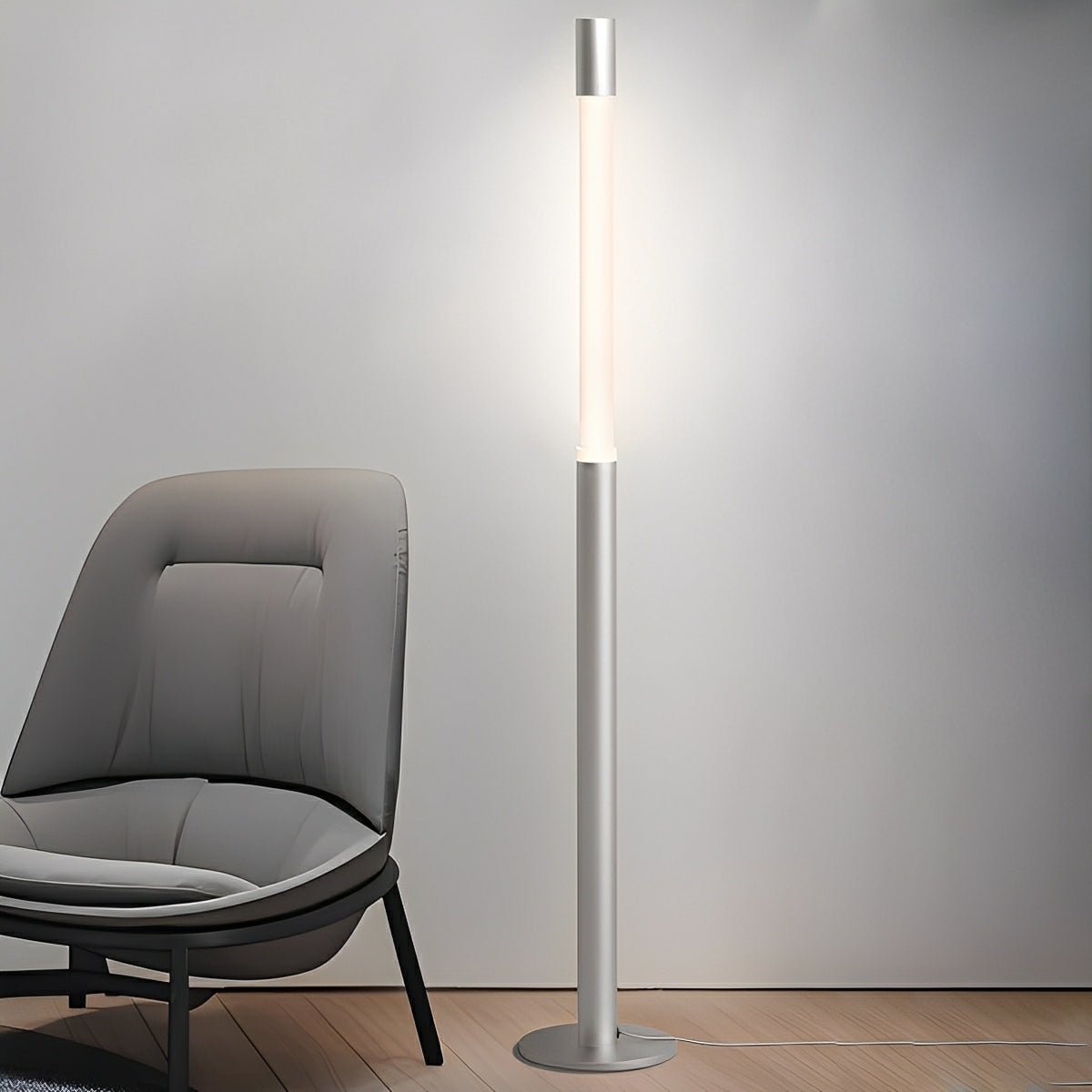 Lampe de sol LED cylindrique moderne et minimaliste avec hauteur ajustable