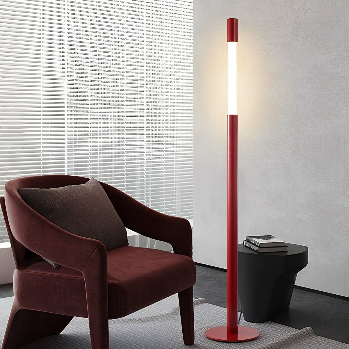 Lampe de sol LED cylindrique moderne et minimaliste avec hauteur ajustable