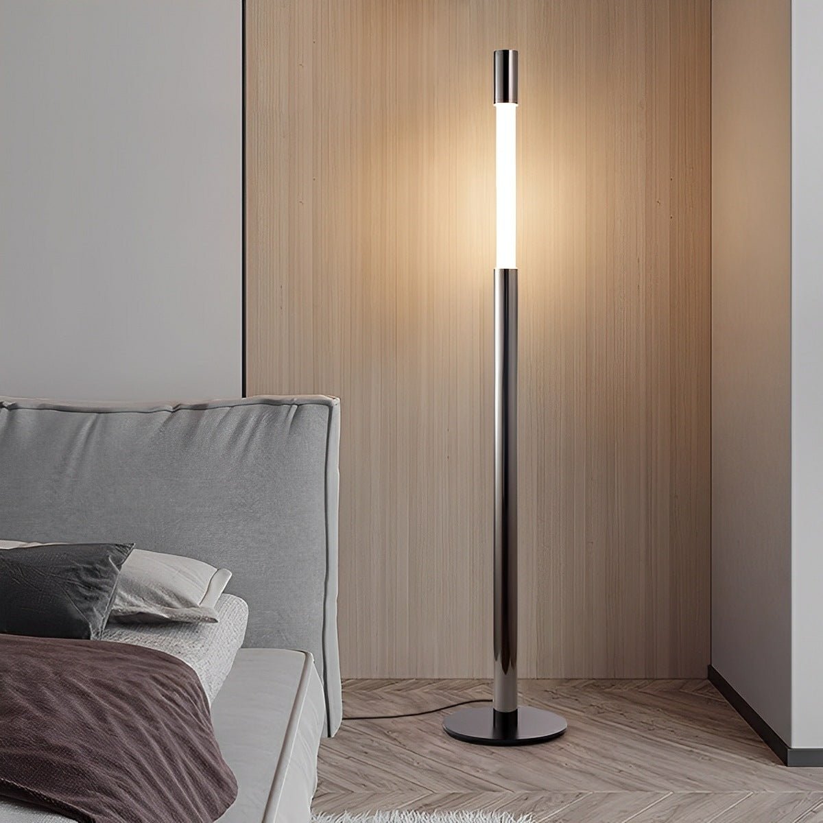 Lampe de sol LED cylindrique moderne et minimaliste avec hauteur ajustable