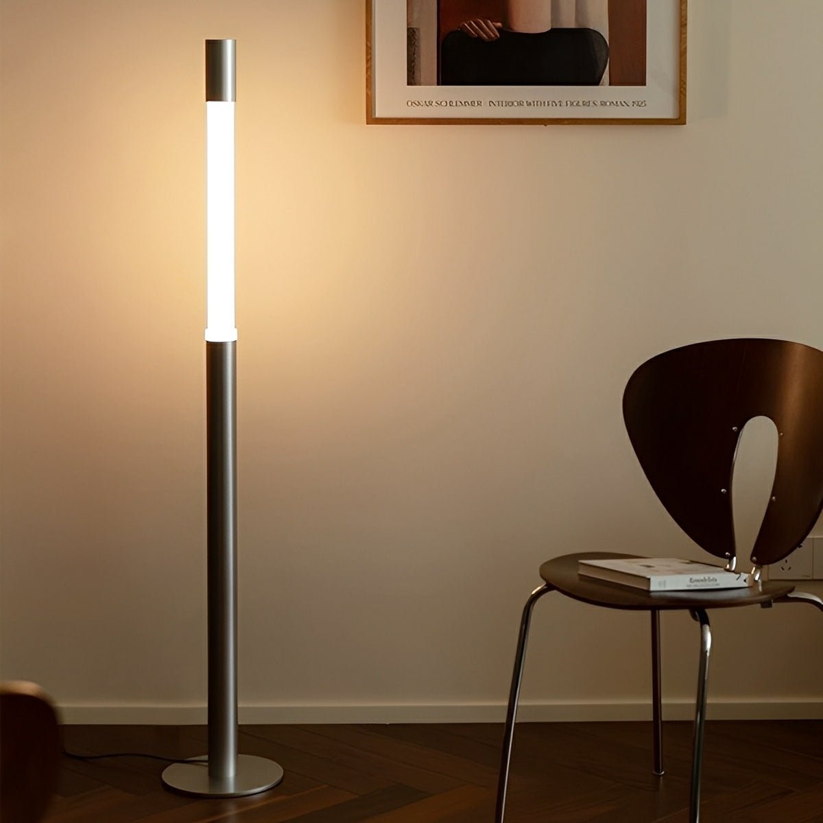 Lampe de sol LED cylindrique moderne et minimaliste avec hauteur ajustable