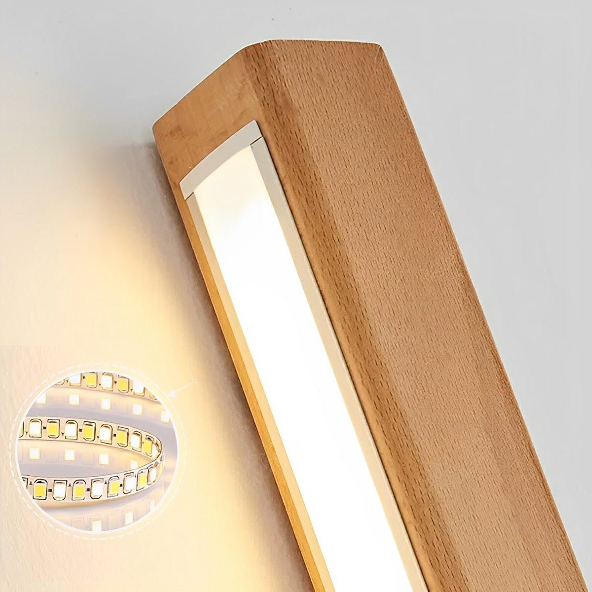 Applique Murale LED Longue Bande en Bois Minimaliste Moderne