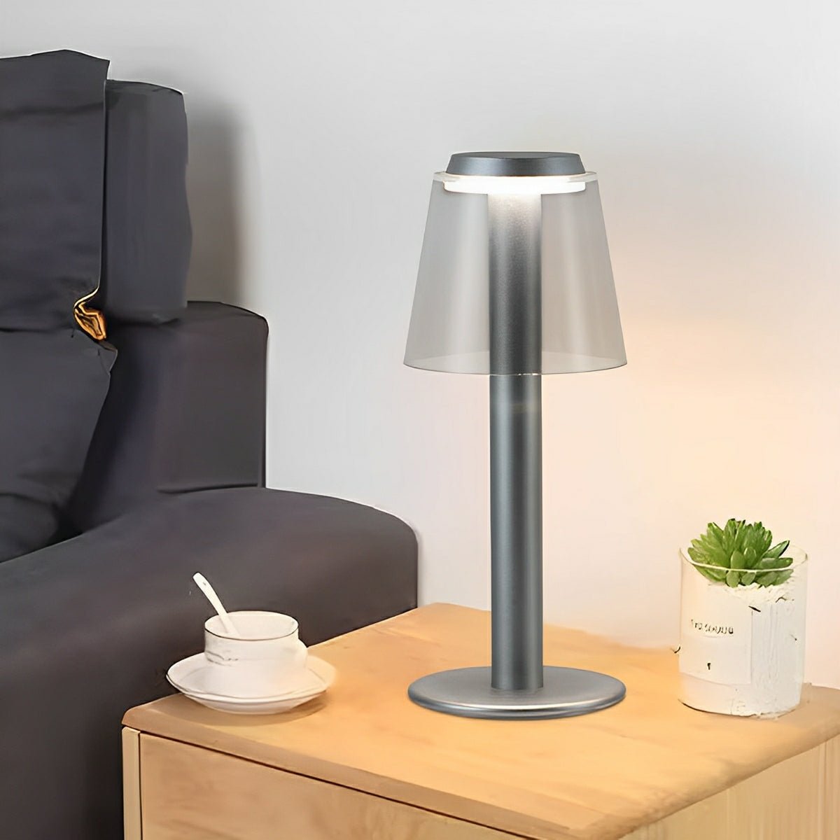 Lampe de table à LED moderne en forme de champignon avec variateur tactile