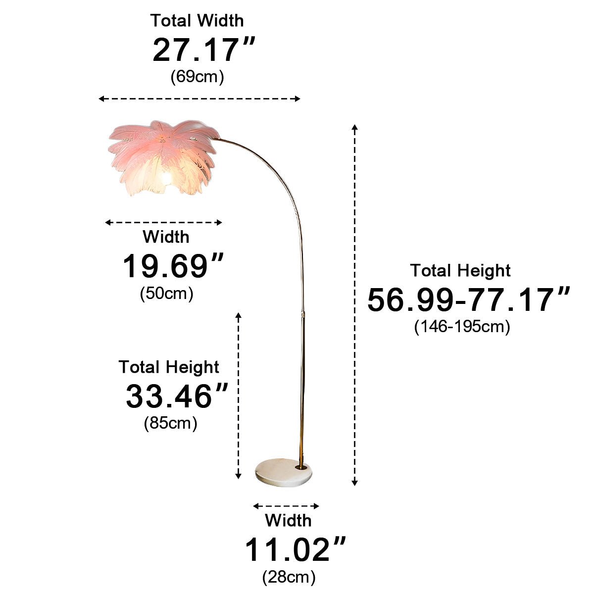 Lampe de sol LED ajustable en plumes d'autruche de style romantique moderne
