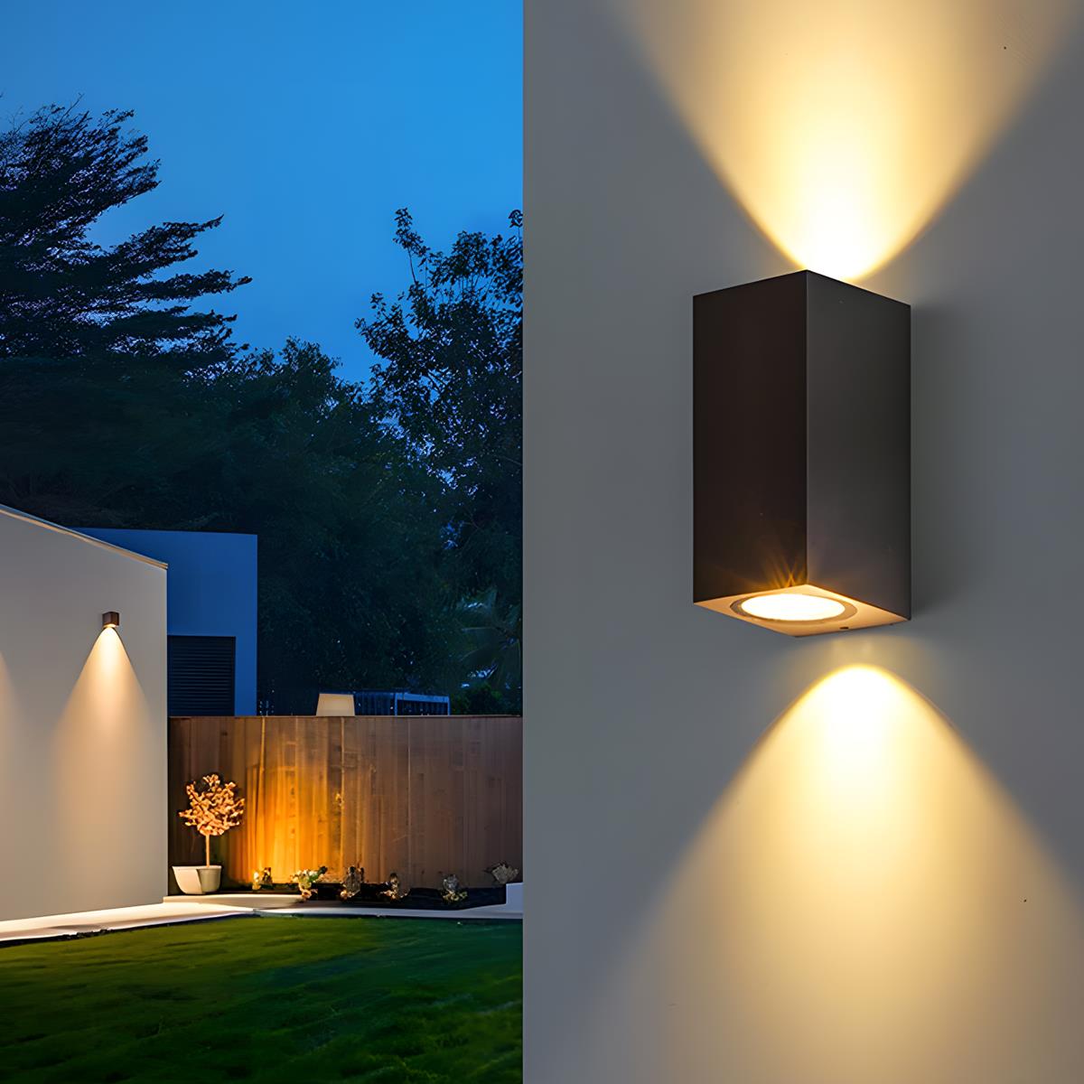 Laveur de Mur Étanche Double Lumière Carré Moderne pour Extérieur