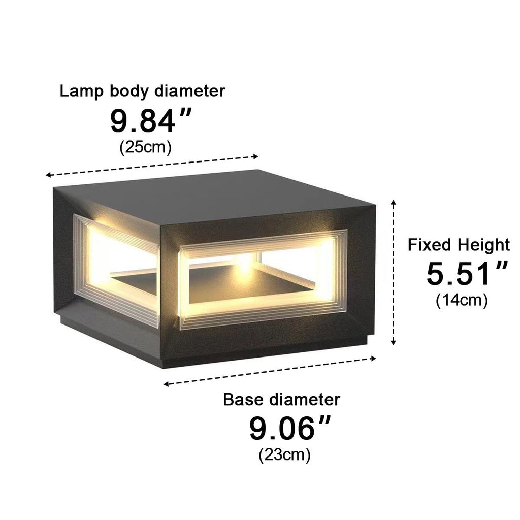 Luminaires de poteau extérieurs modernes rectangulaires en acier inoxydable étanches à LED
