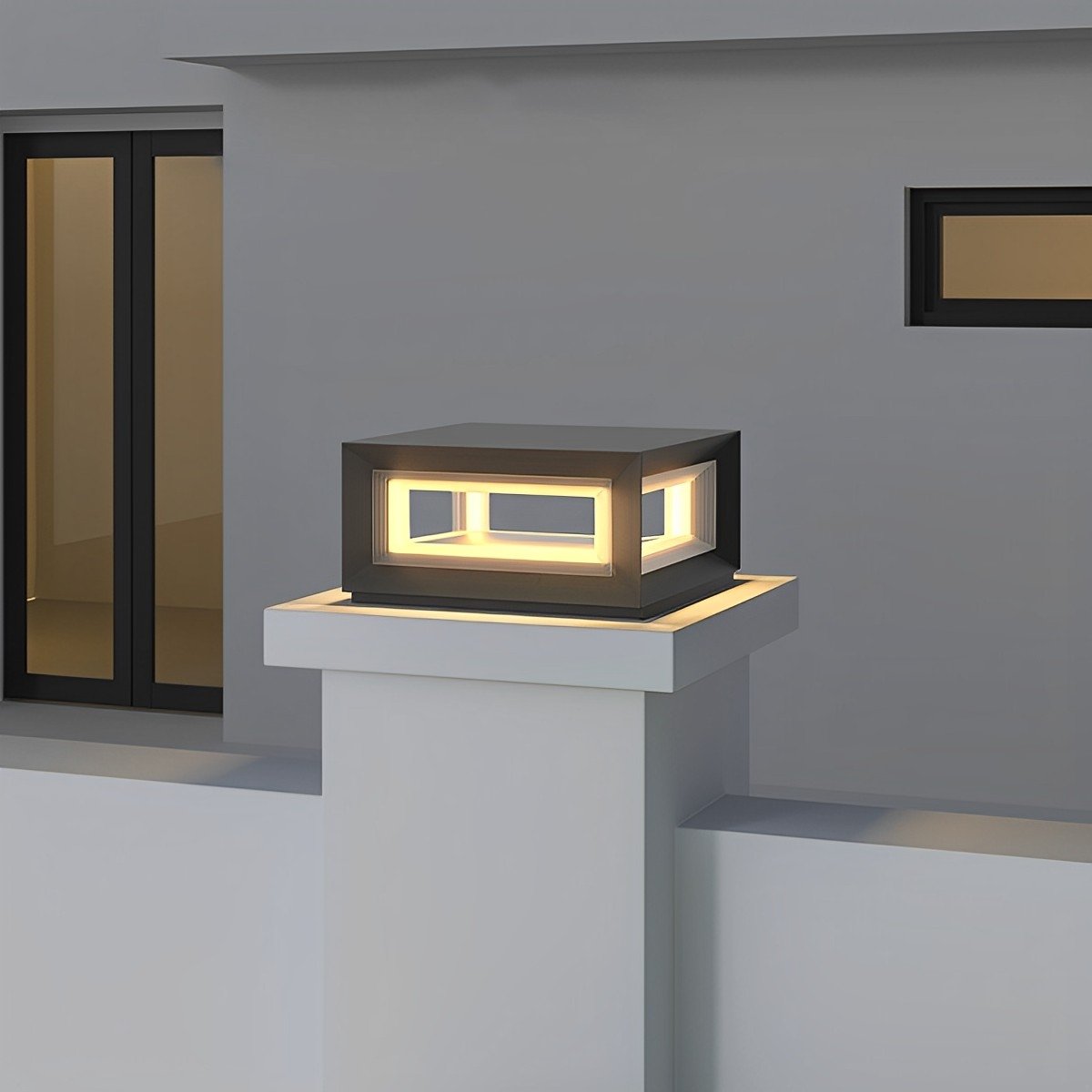 Luminaires de poteau extérieurs modernes rectangulaires en acier inoxydable étanches à LED