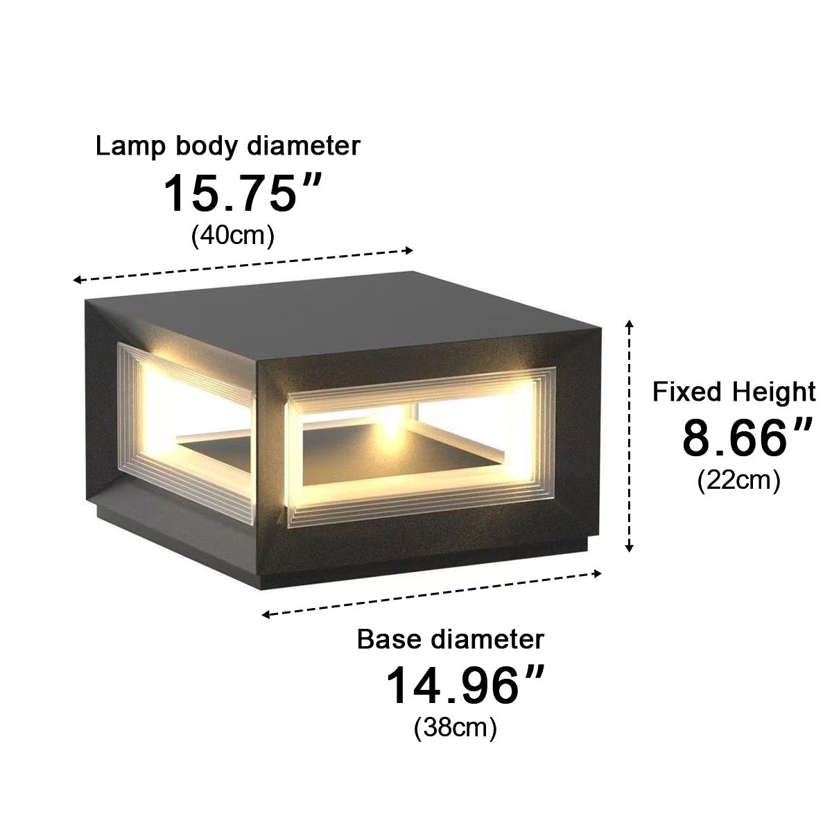 Luminaires de poteau extérieurs modernes rectangulaires en acier inoxydable étanches à LED