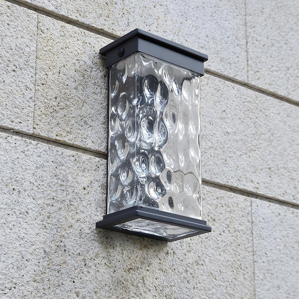 Lumières murales extérieures LED étanches en forme de rectangle avec vagues d'eau pour porche extérieur