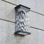 Lumières murales extérieures LED étanches en forme de rectangle avec vagues d'eau pour porche extérieur