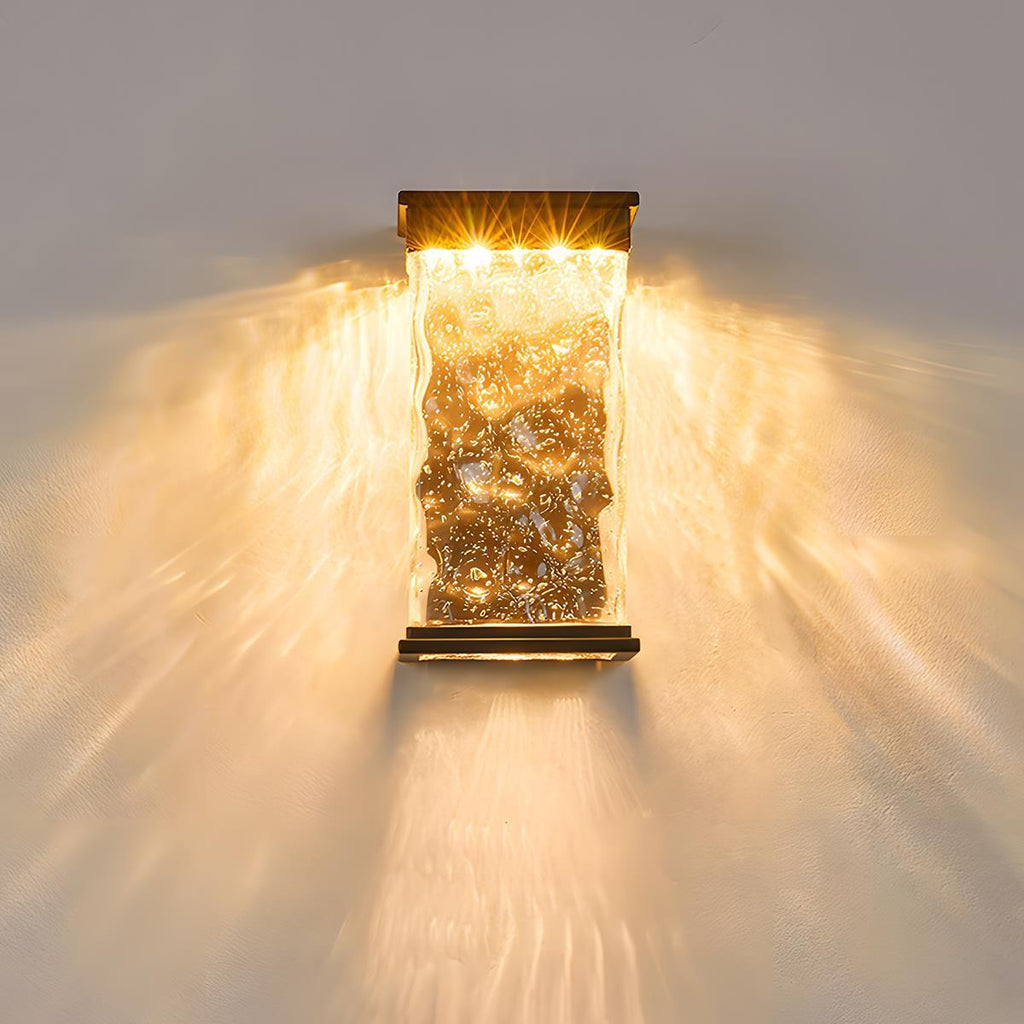 Lumières murales extérieures LED étanches en forme de rectangle avec vagues d'eau pour porche extérieur