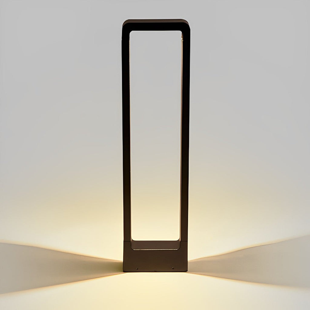 Lampe de Poteau Moderne Étanche à LED Noire en Cadre Rectangulaire