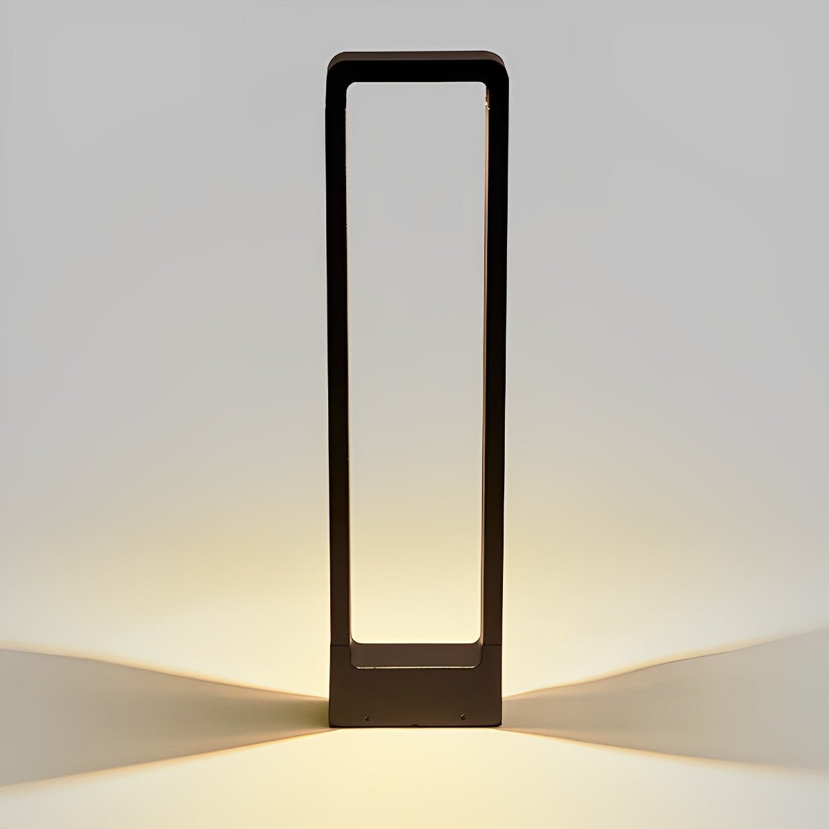 Lampe de Poteau Moderne Étanche à LED Noire en Cadre Rectangulaire