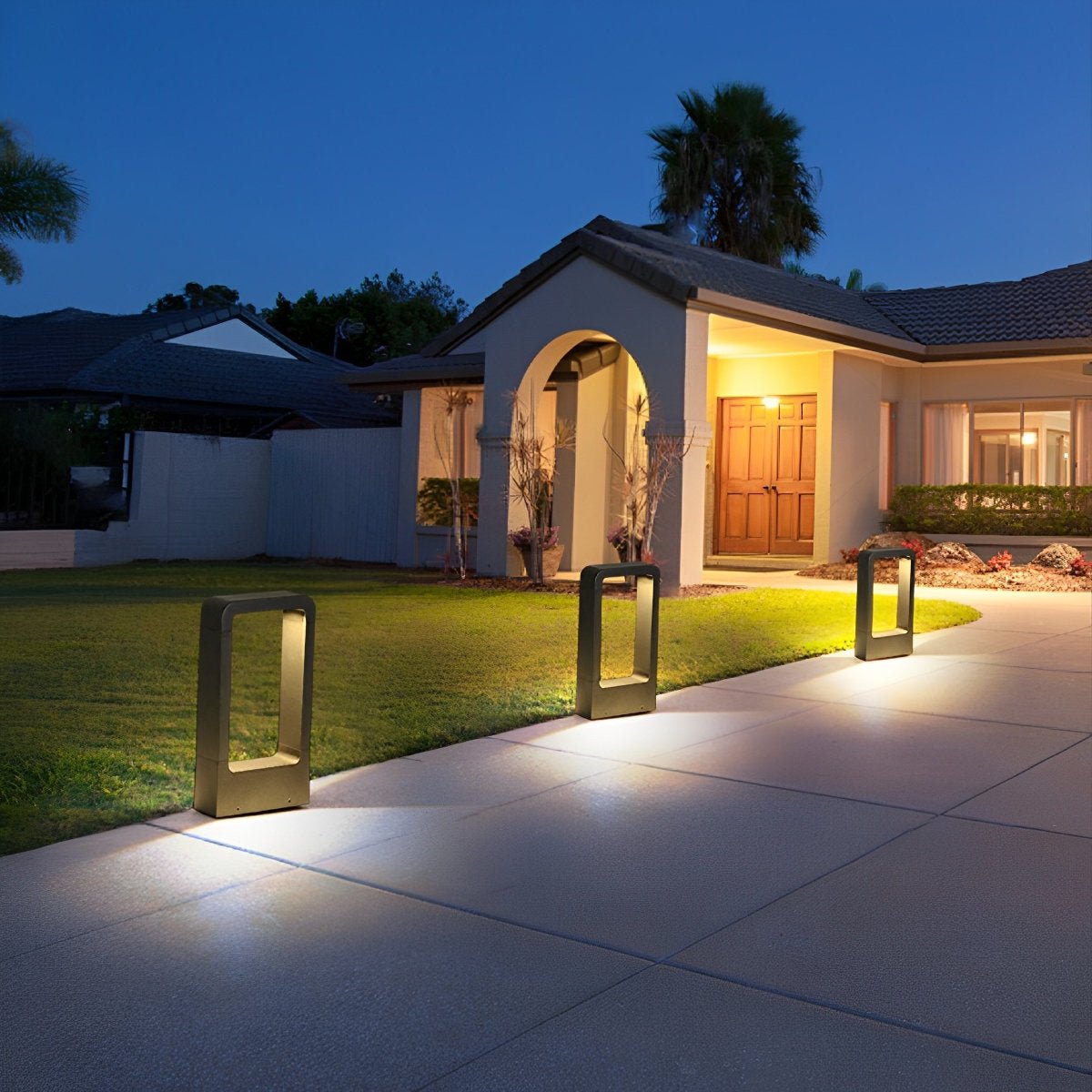 Lampe de Poteau Moderne Étanche à LED Noire en Cadre Rectangulaire