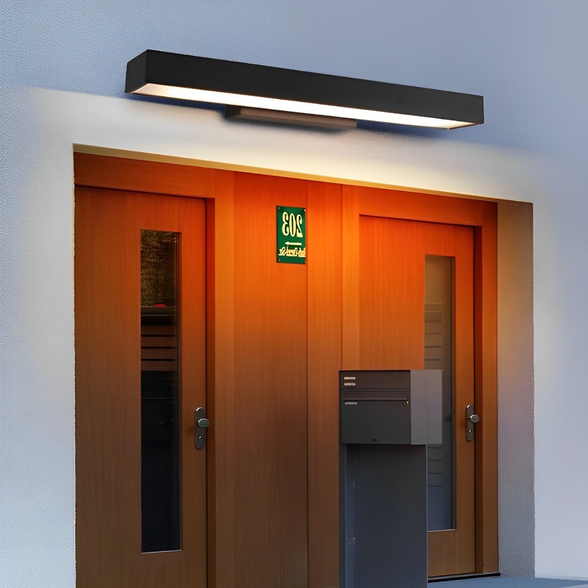 Applique Murale Moderne Noire Étanche avec Détecteur de Mouvement Minimaliste Rectangulaire