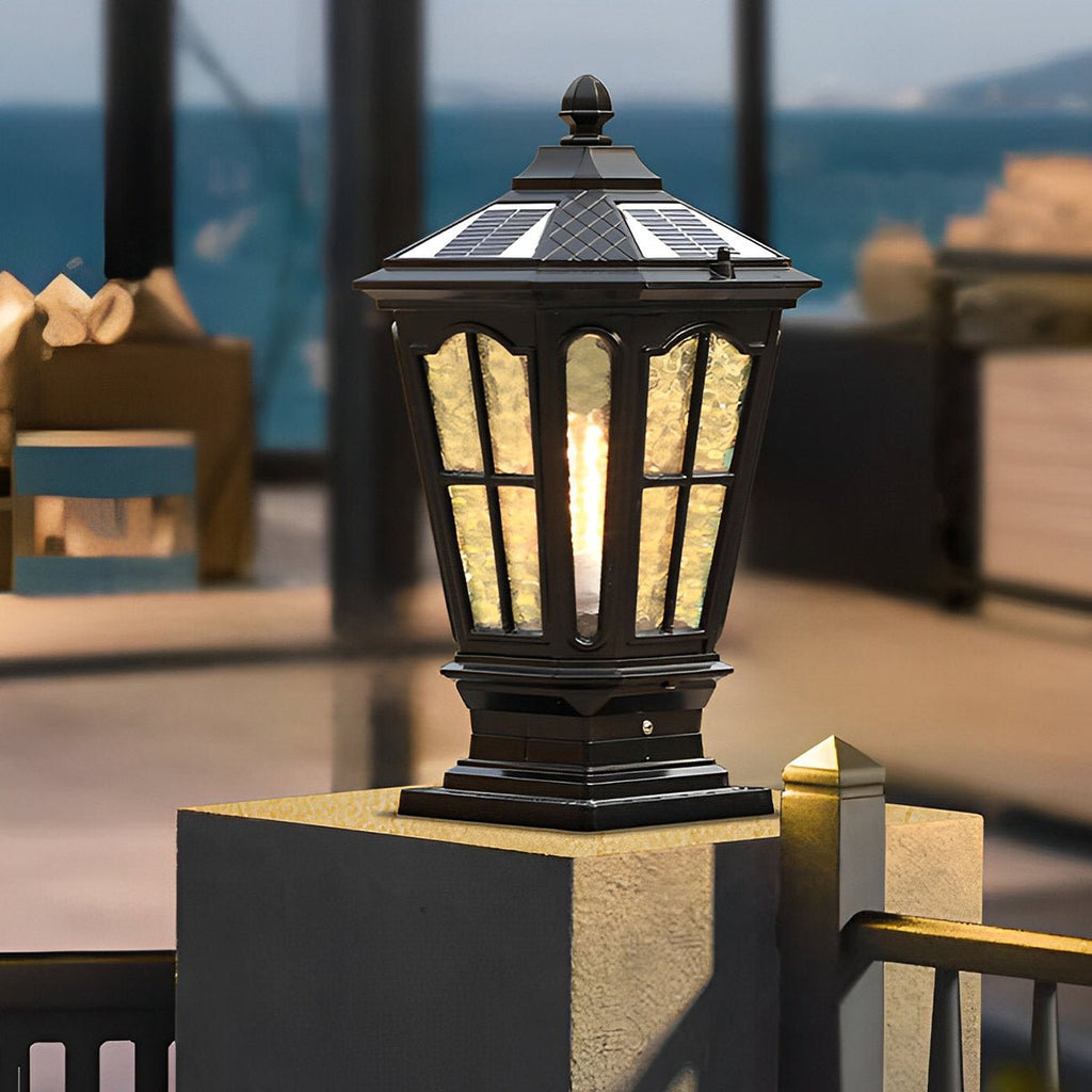 Lumières de Capuchon de Poteau de Clôture Étanches LED en Forme de Pavillon Rétro