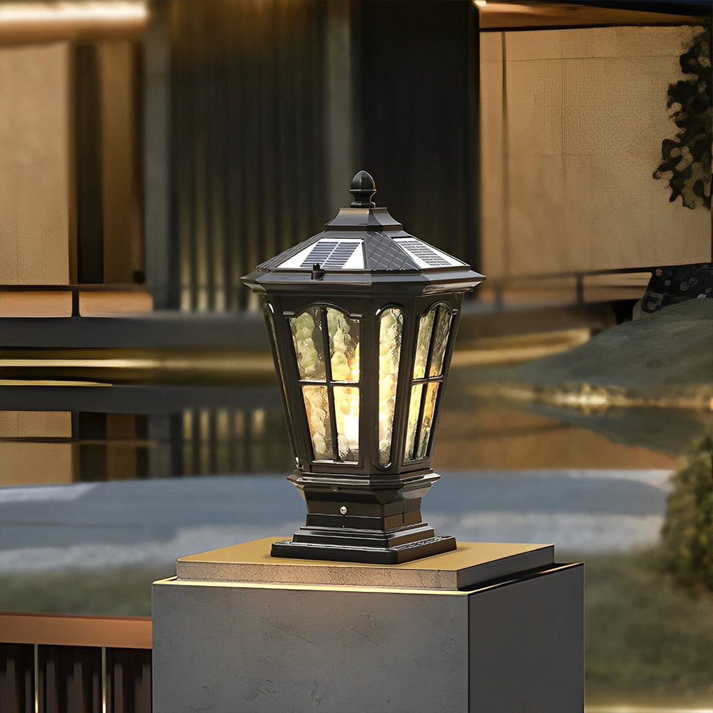 Lumières de Capuchon de Poteau de Clôture Étanches LED en Forme de Pavillon Rétro