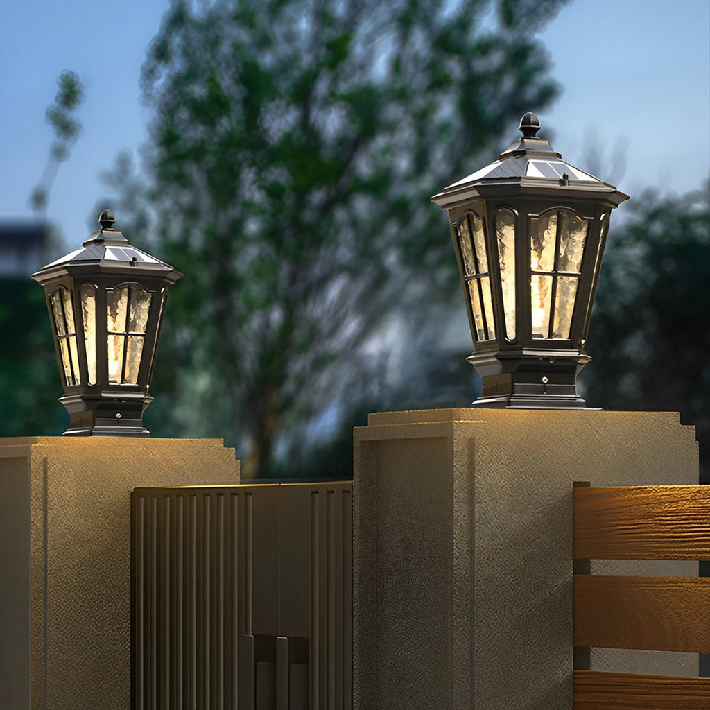 Lumières de Capuchon de Poteau de Clôture Étanches LED en Forme de Pavillon Rétro