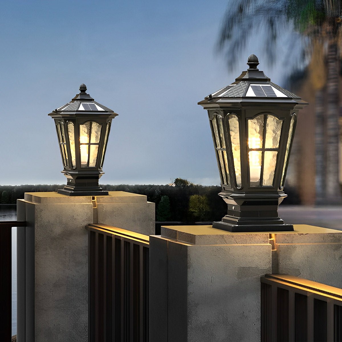 Lumières de Capuchon de Poteau de Clôture Étanches LED en Forme de Pavillon Rétro