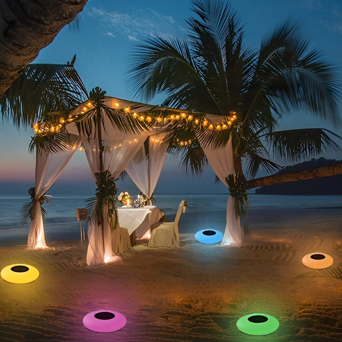 Lumières solaires modernes rondes RGB LED étanches pour l'extérieur, lumières de piscine, lampe flottante pour étang