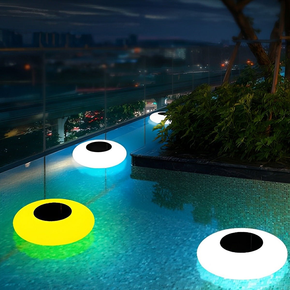 Lumières solaires modernes rondes RGB LED étanches pour l'extérieur, lumières de piscine, lampe flottante pour étang