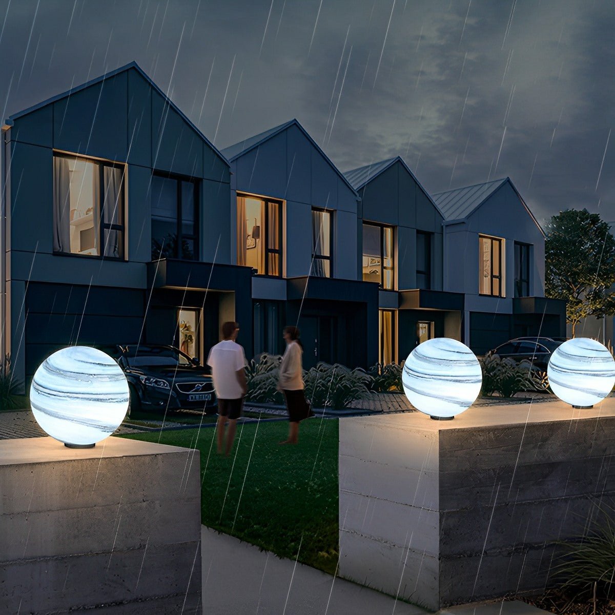 Lumières de poteau d'extérieur modernes étanches en verre rond design planètes