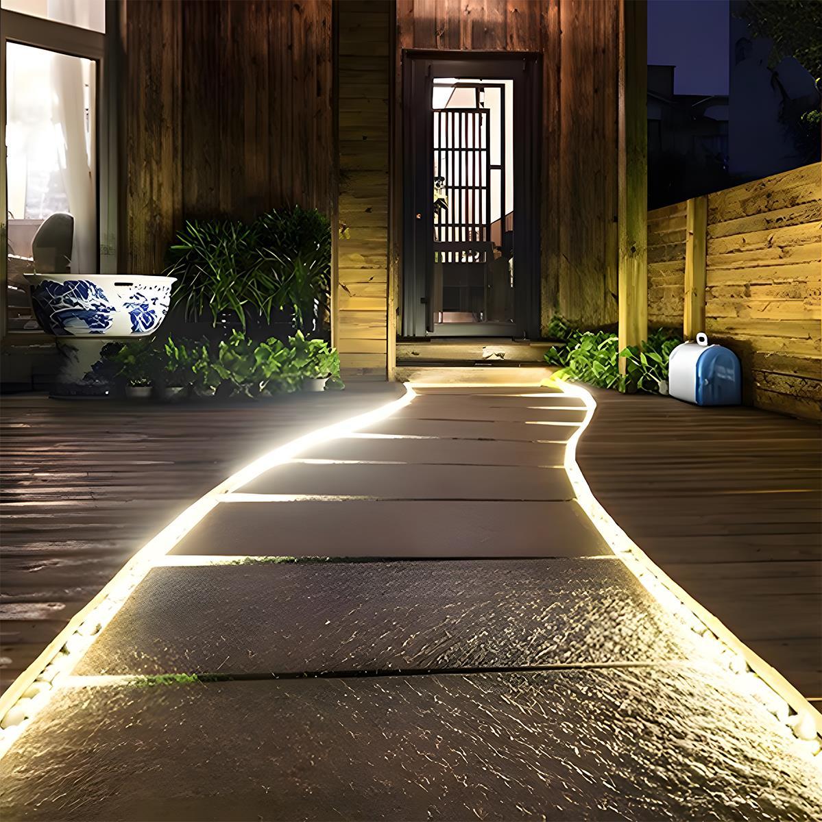 Lumière LED linéaire flexible encastrée étanche à énergie solaire DIY