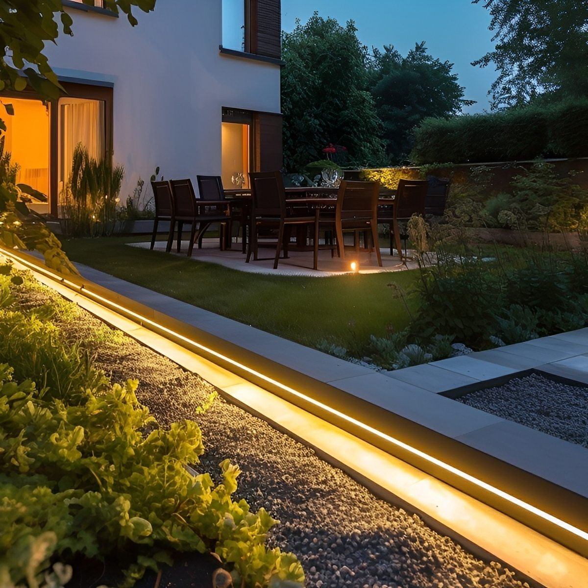 Lumière LED linéaire flexible encastrée étanche à énergie solaire DIY