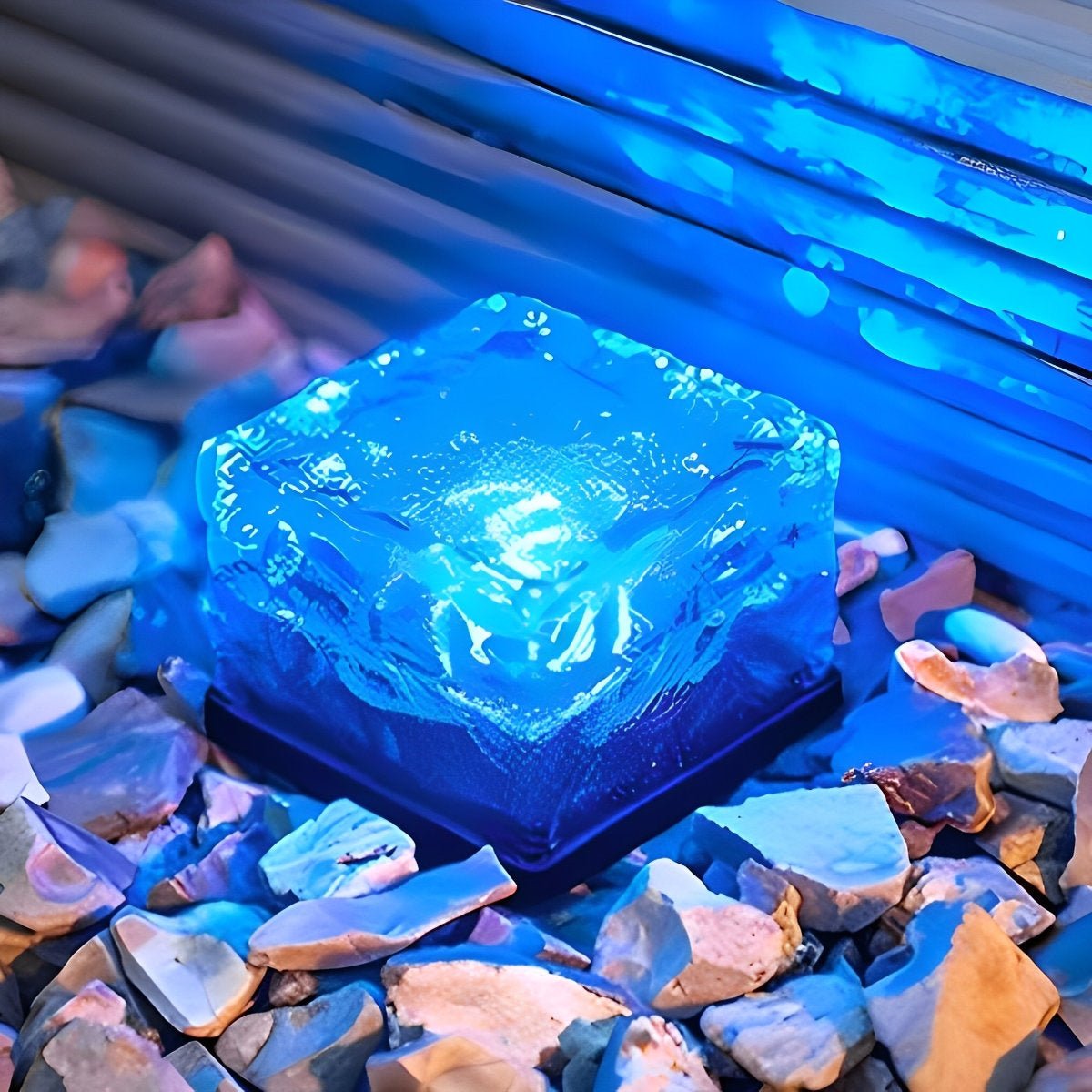 Lumières de Jardin et Cheminées à LED Solaires Étanches en Forme de Brique de Glace Créative