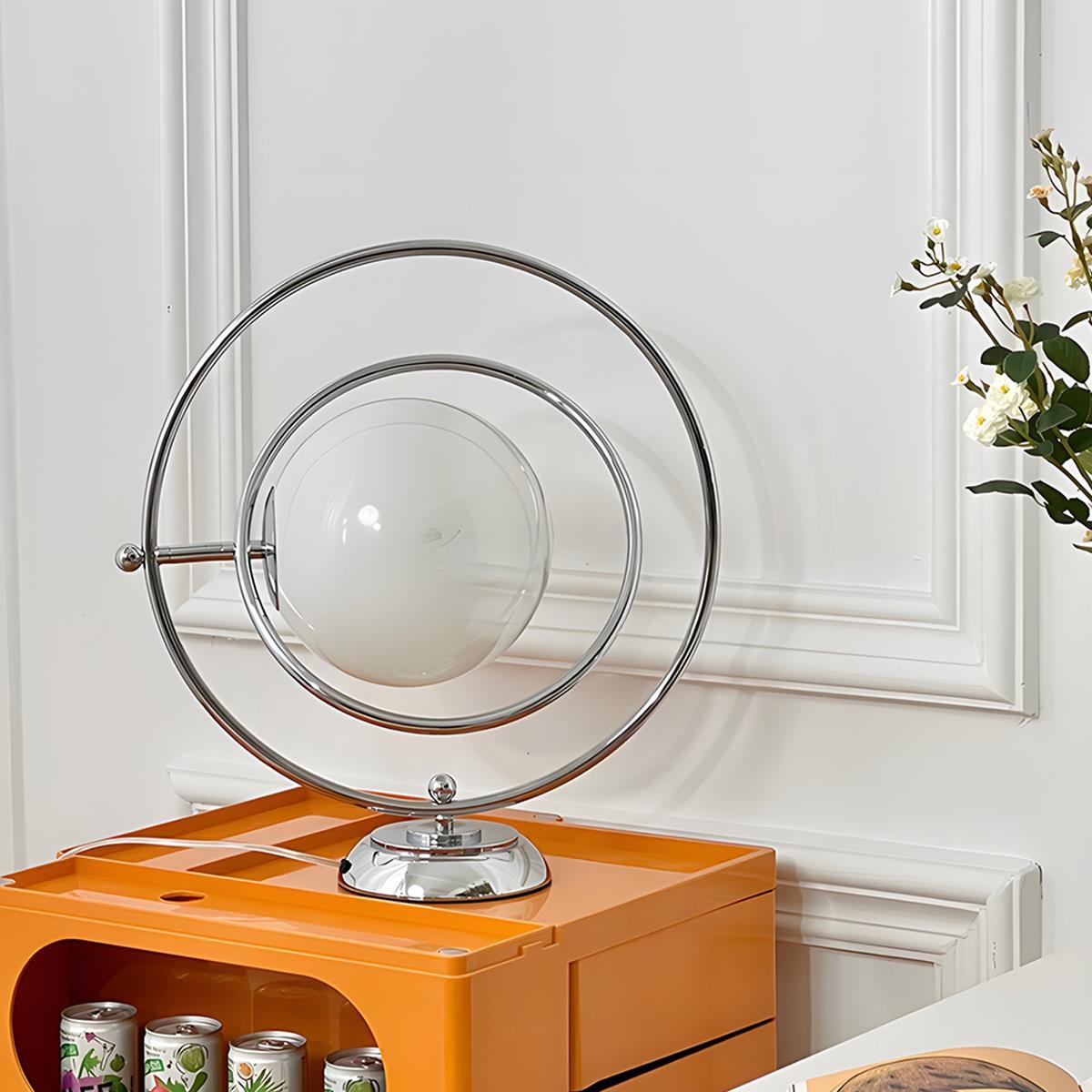 Lampe de Table Vintage en Verre avec Globe Rotatif