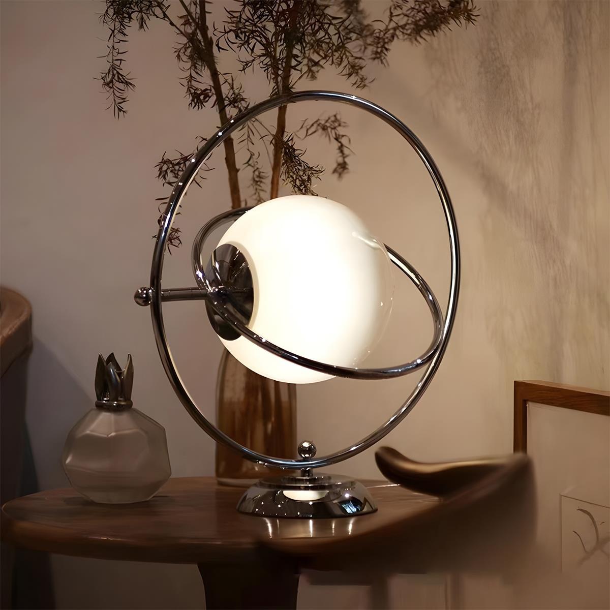 Lampe de Table Vintage en Verre avec Globe Rotatif