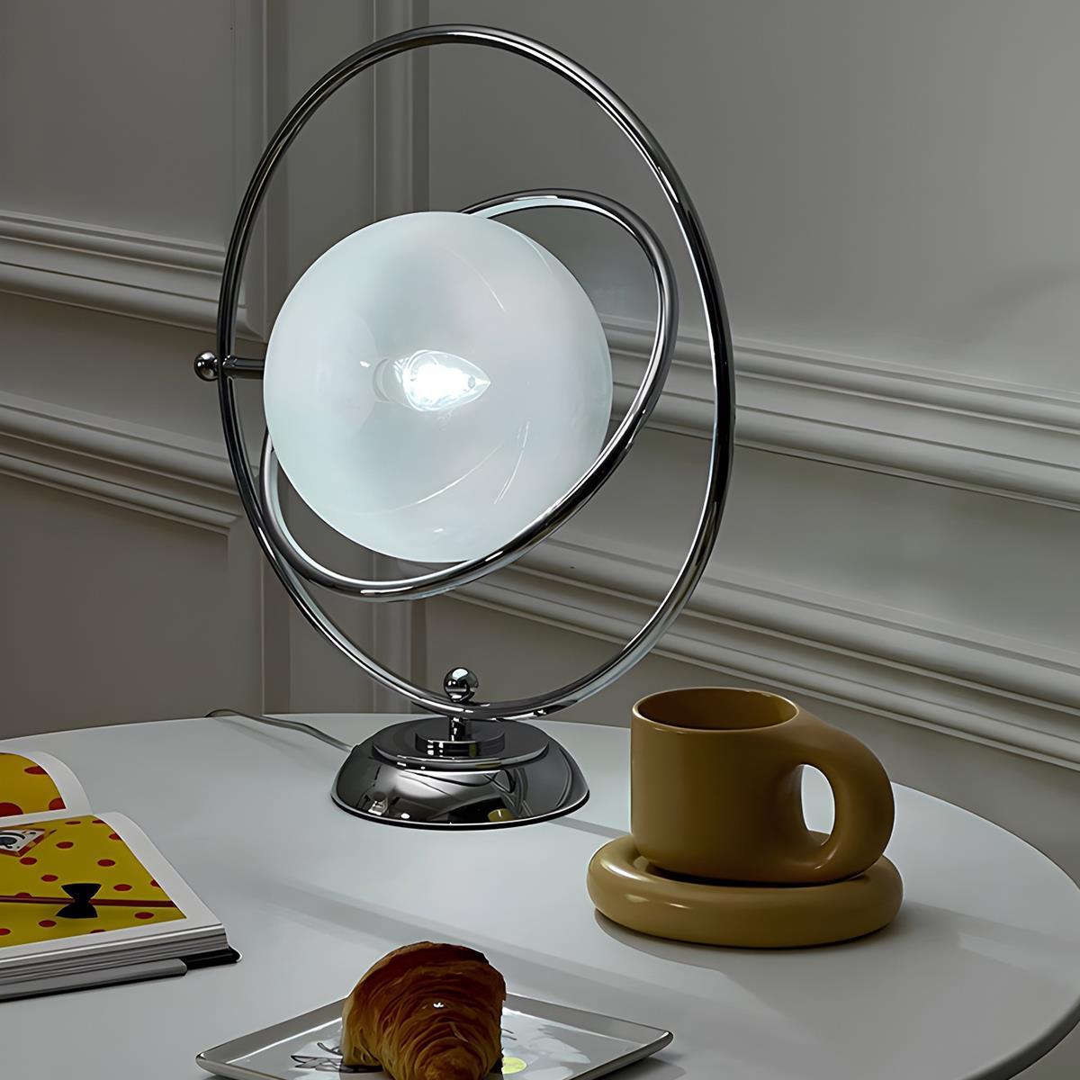 Lampe de Table Vintage en Verre avec Globe Rotatif