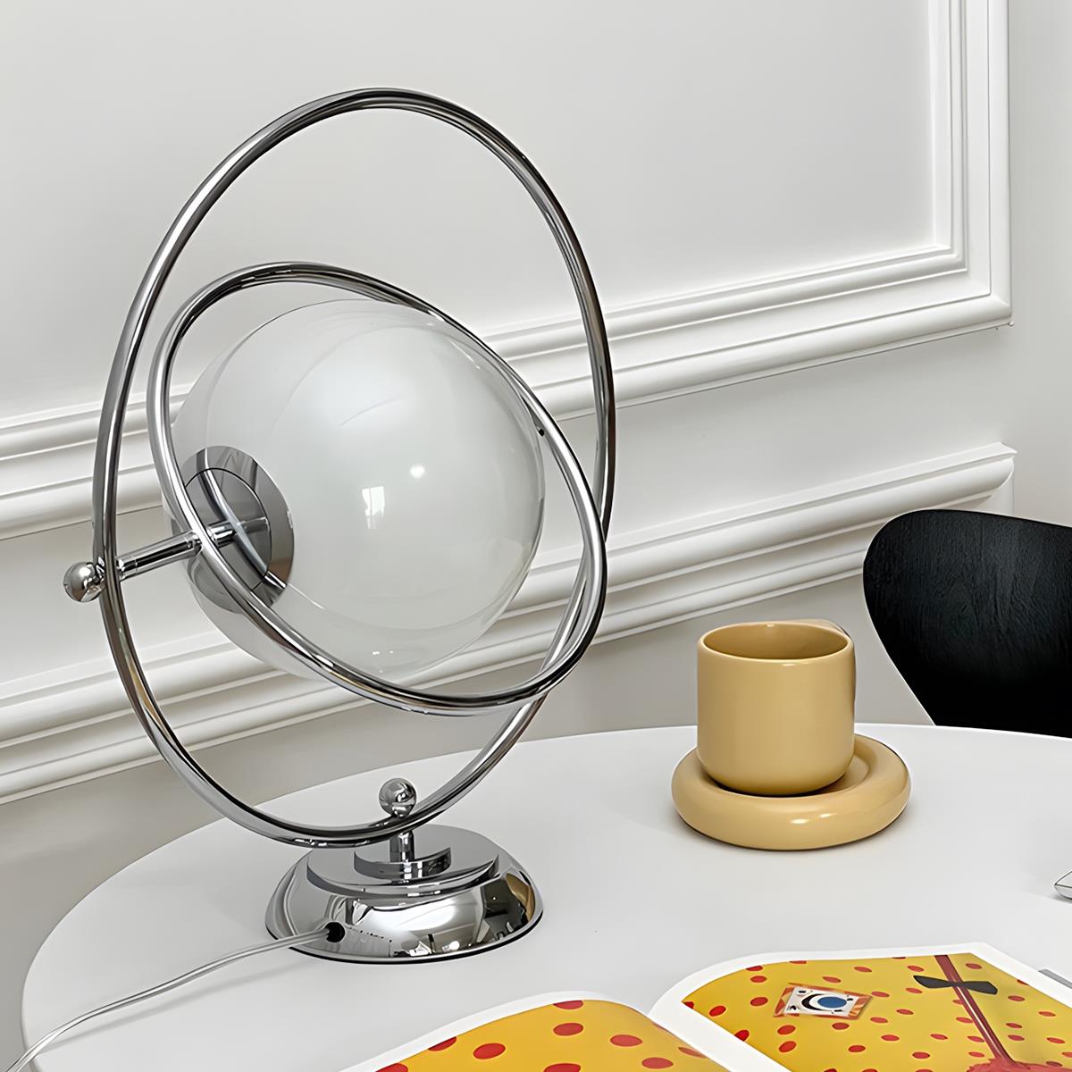 Lampe de Table Vintage en Verre avec Globe Rotatif