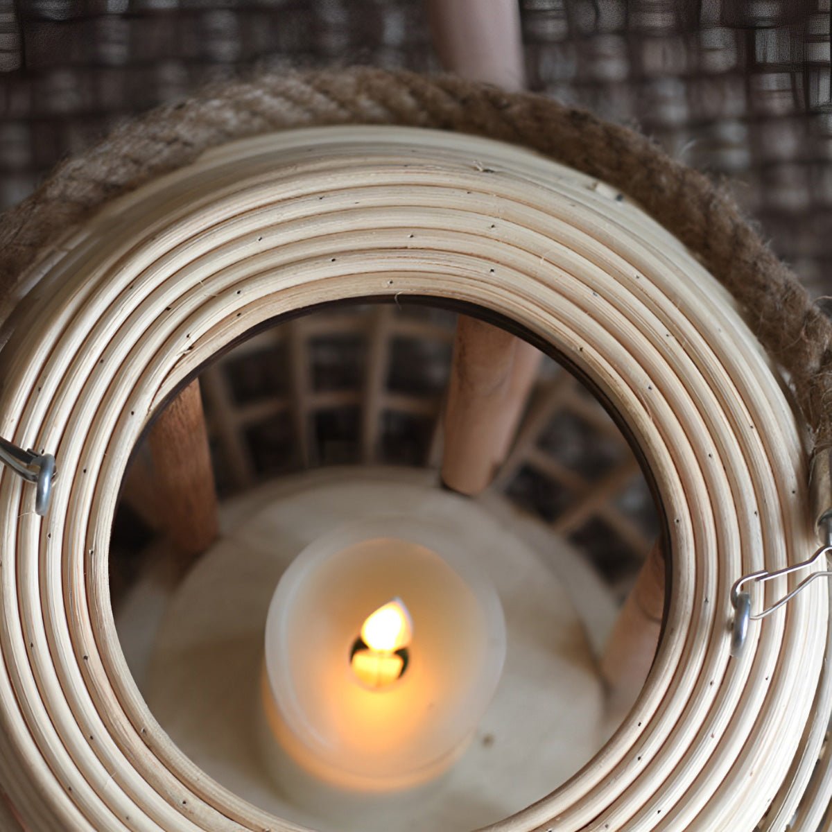 Lanternes de sol en rattan LED faites à la main vintage