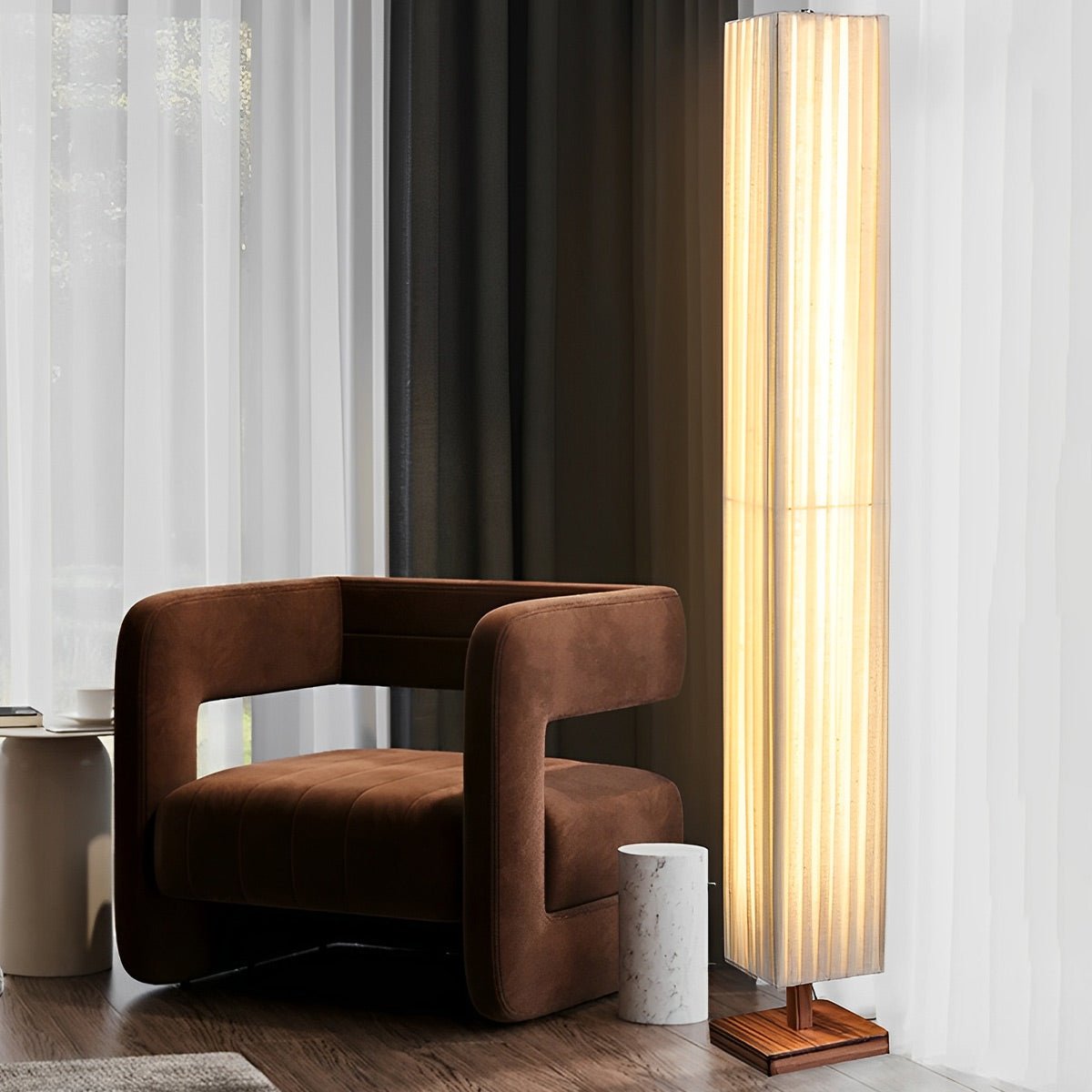 Lampe de sol LED vintage à colonne carrée à brancher