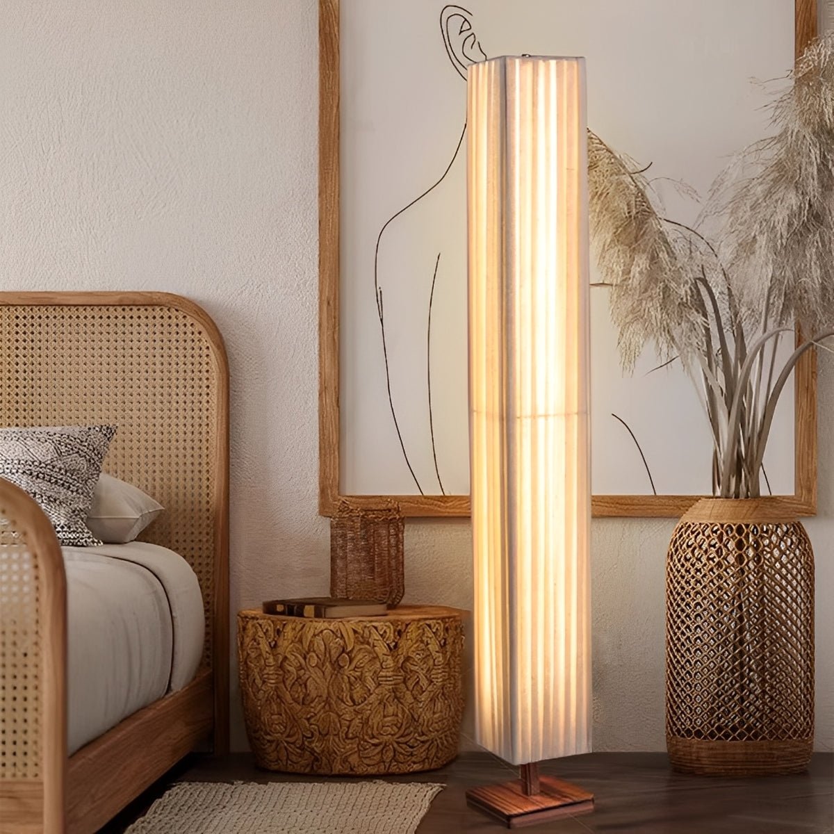 Lampe de sol LED vintage à colonne carrée à brancher