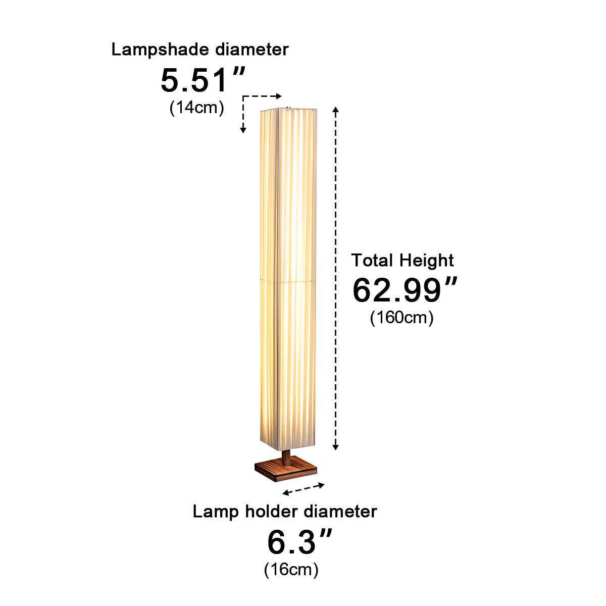 Lampe de sol LED vintage à colonne carrée à brancher