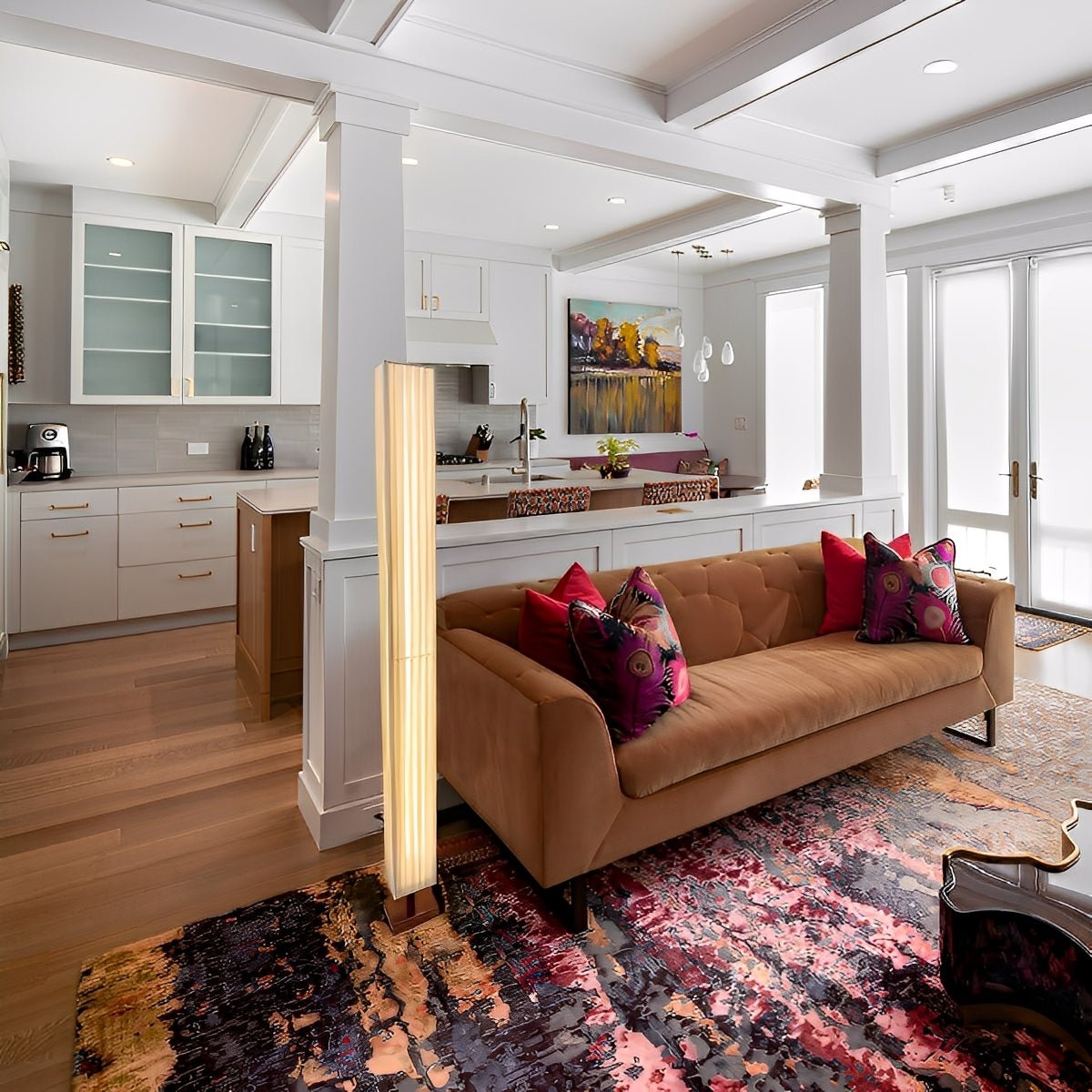 Lampe de sol LED vintage à colonne carrée à brancher