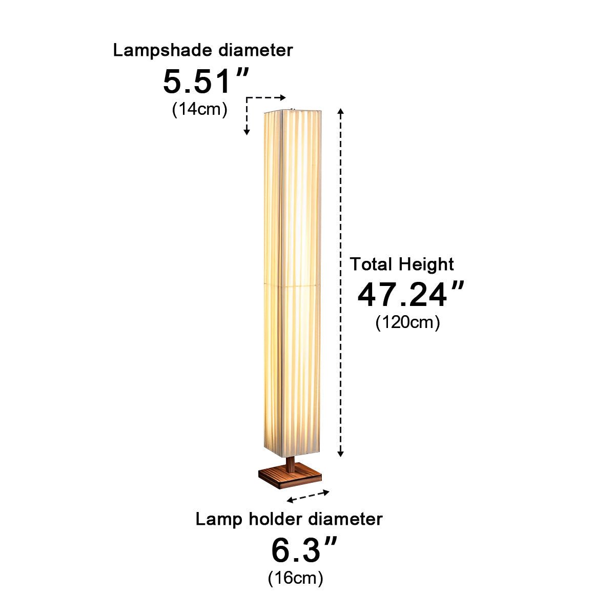 Lampe de sol LED vintage à colonne carrée à brancher