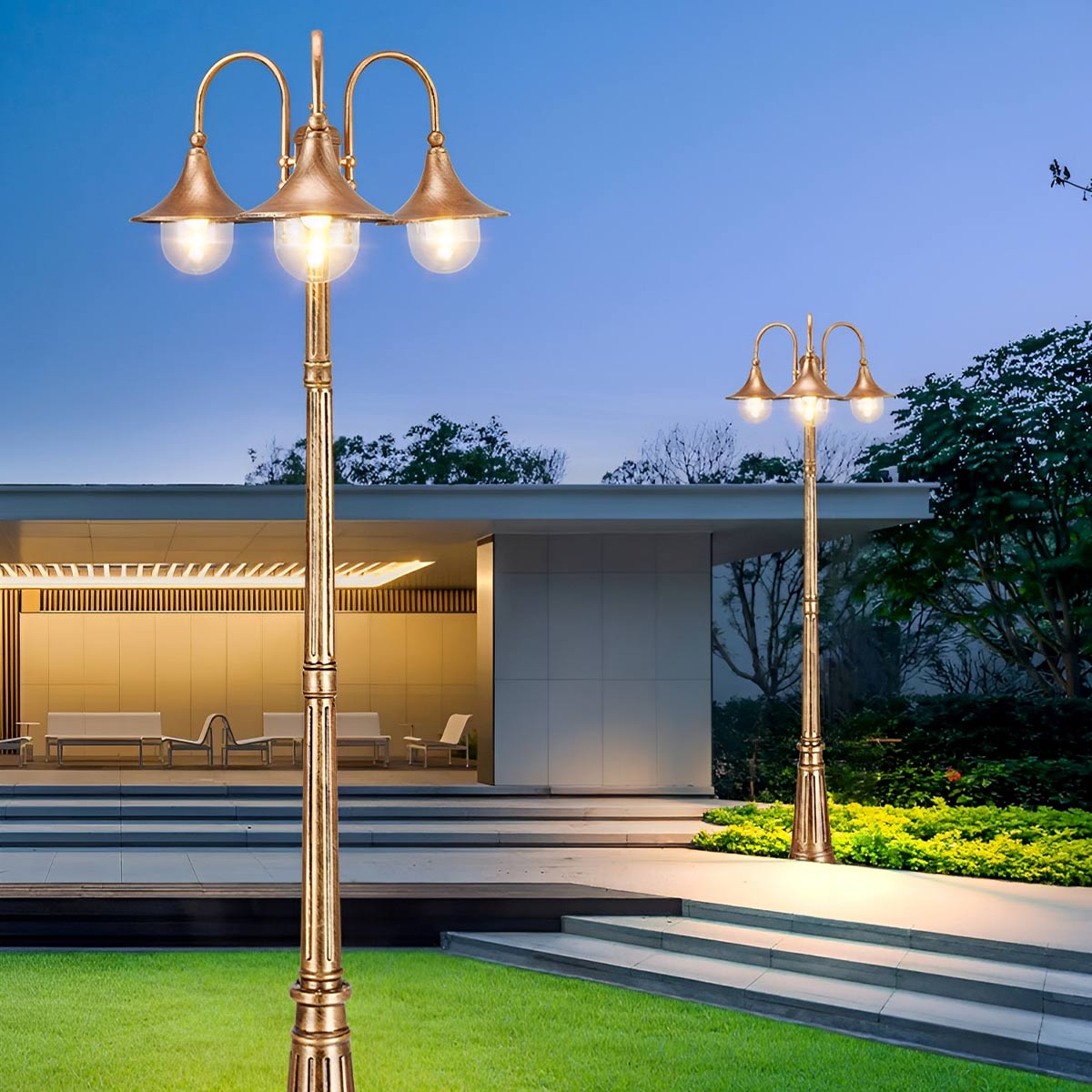 Luminaires de Poteau LED Vintage Étanches à Éclat